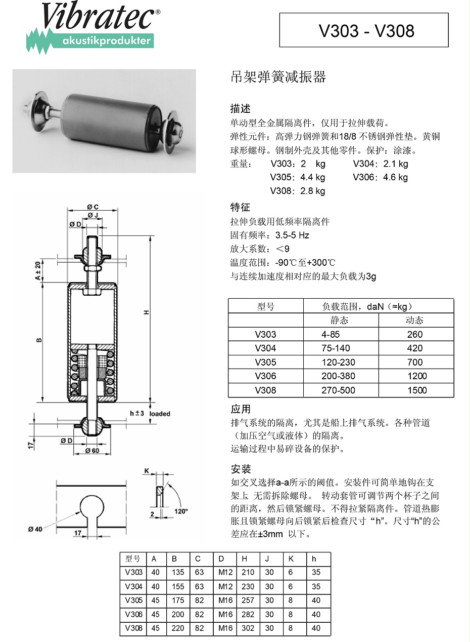 V303 - V308吊架弹簧减振器